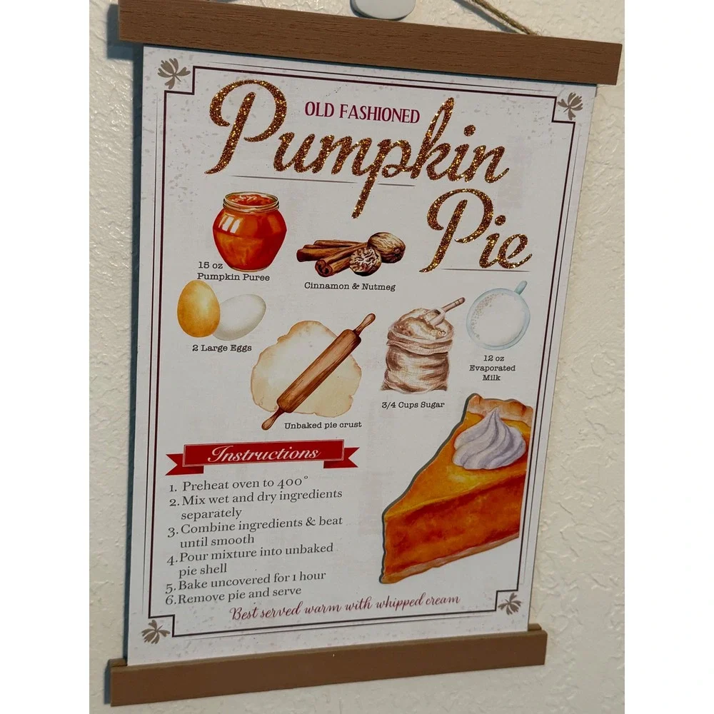 Greenbrier International Pumpkin Pie Recipe Wall Decor Rustic Fall Kitchen Sign